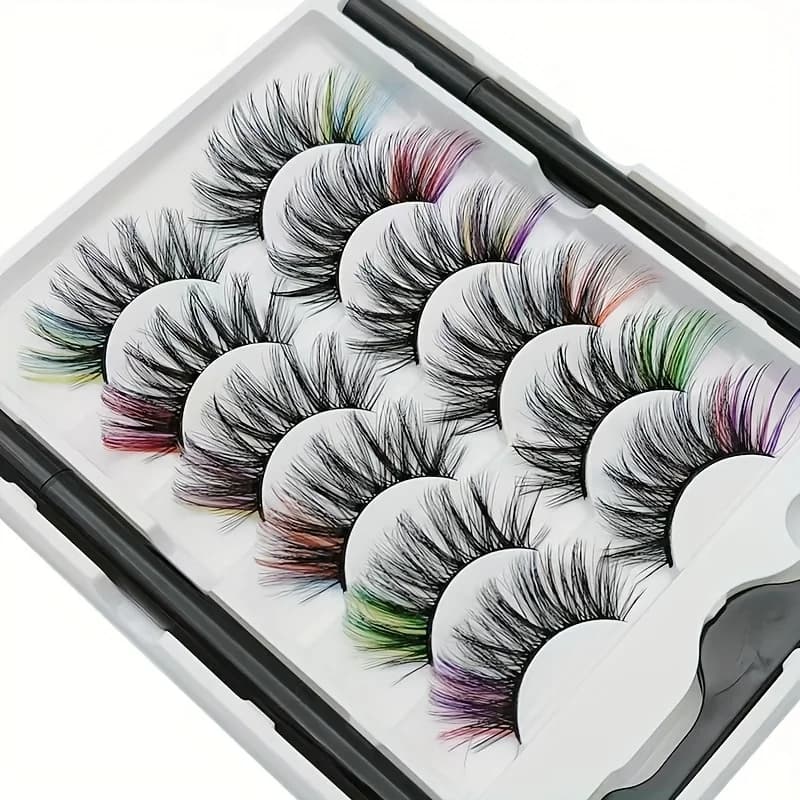 6 paia di ciglia finte magnetiche ricce soffici visone 8D disordinate di colore, penna per eyeliner non facile da sbavare e senza perdite