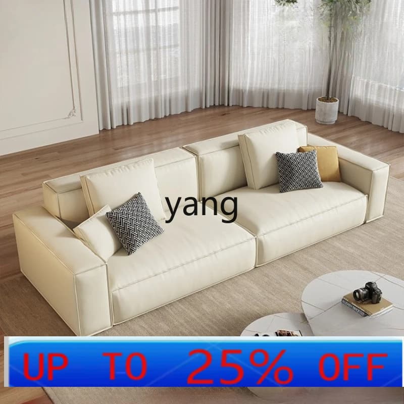 LMM Pelle bovina Soggiorno Stile crema Tofu Block Size Appartamento Stile italiano