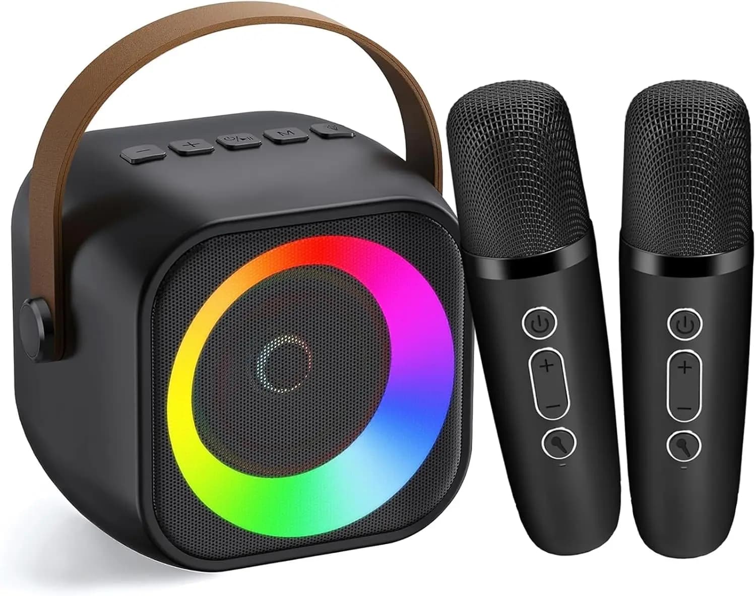 Macchina per Karaoke Portatile con Altoparlante Bluetooth e 2 Microfoni Wireless per Bambini e Adulti, Regalo per Feste in Casa e Compleanni