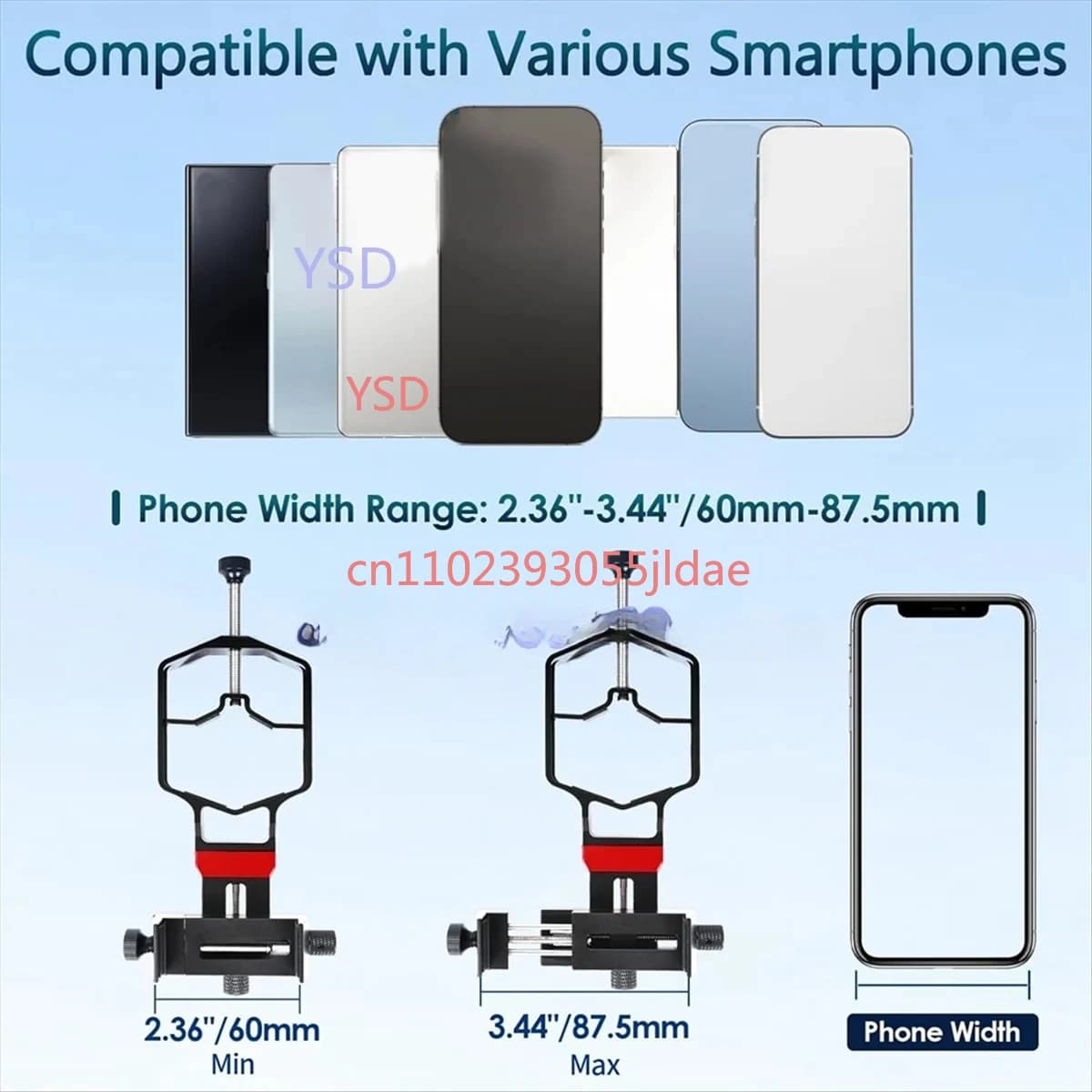 Universal Phone Scope Digiscope Adapter - Metal Telescope Mount, 3-Axis Smartphone Holder with Remote