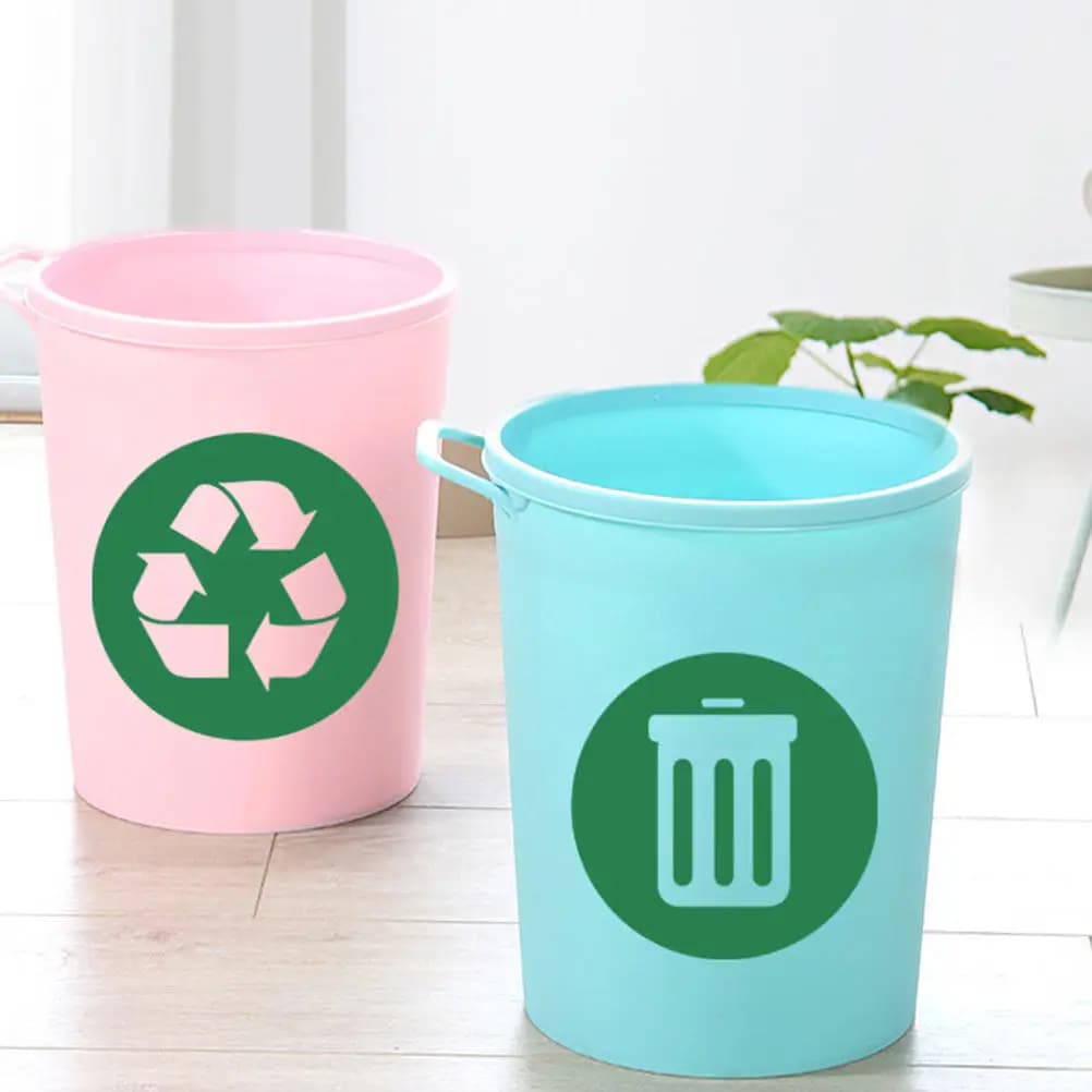 2Pcs Safe PVC Garbage Classification Stickers Waterproof Removable Self Adhesive Trash Can Recycling Decal for Waste Container
