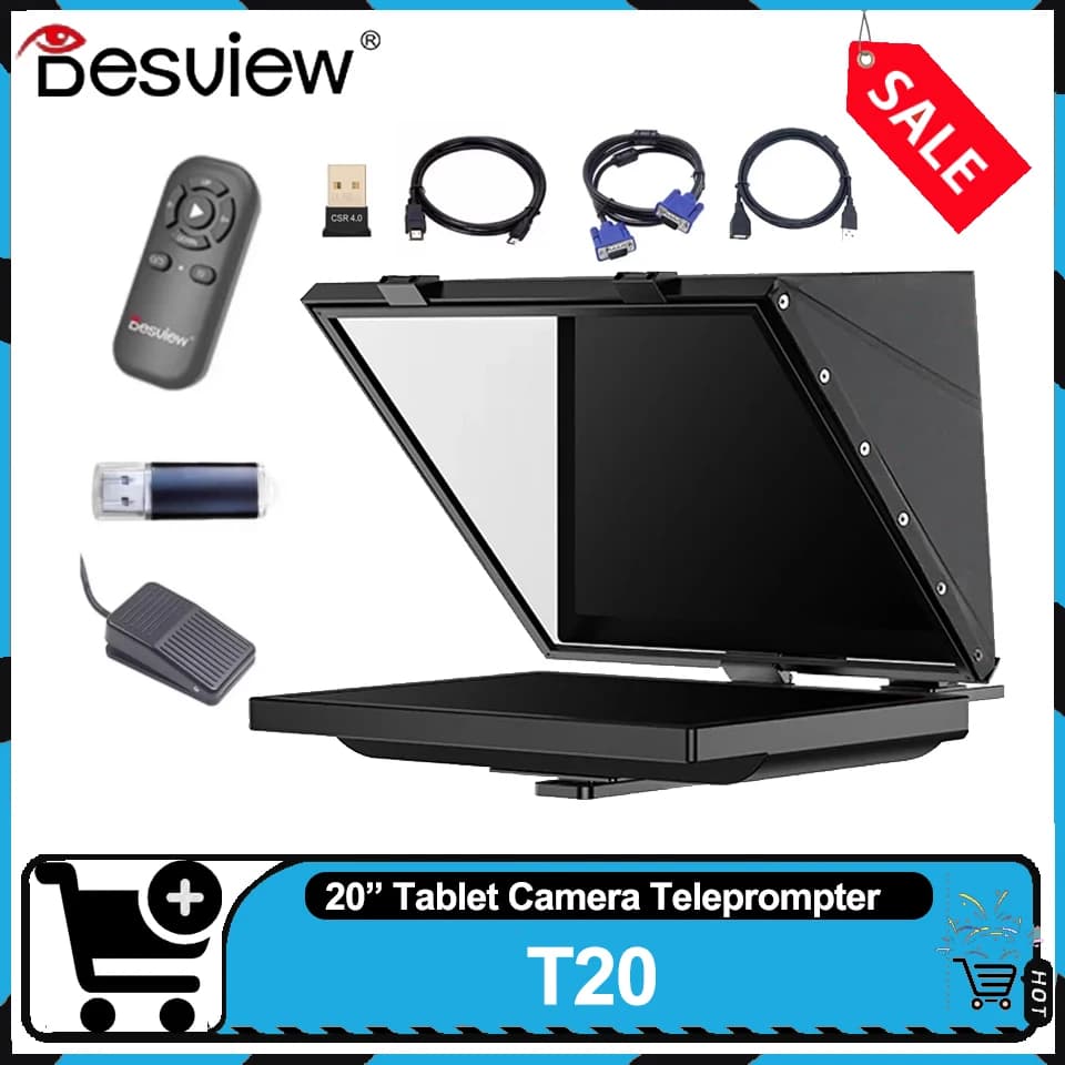 Desview T20 Teleprompter for 20 inch professional transmission Foldable pointer for big screen for live streaming video