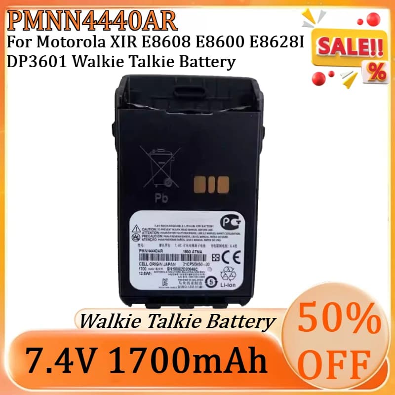 Nuova Batteria agli Ioni di Litio 7.4V 1700mAh PMNN4440AR per Walkie Talkie Motorola XIR E8608 E8600 E8628I DP3601