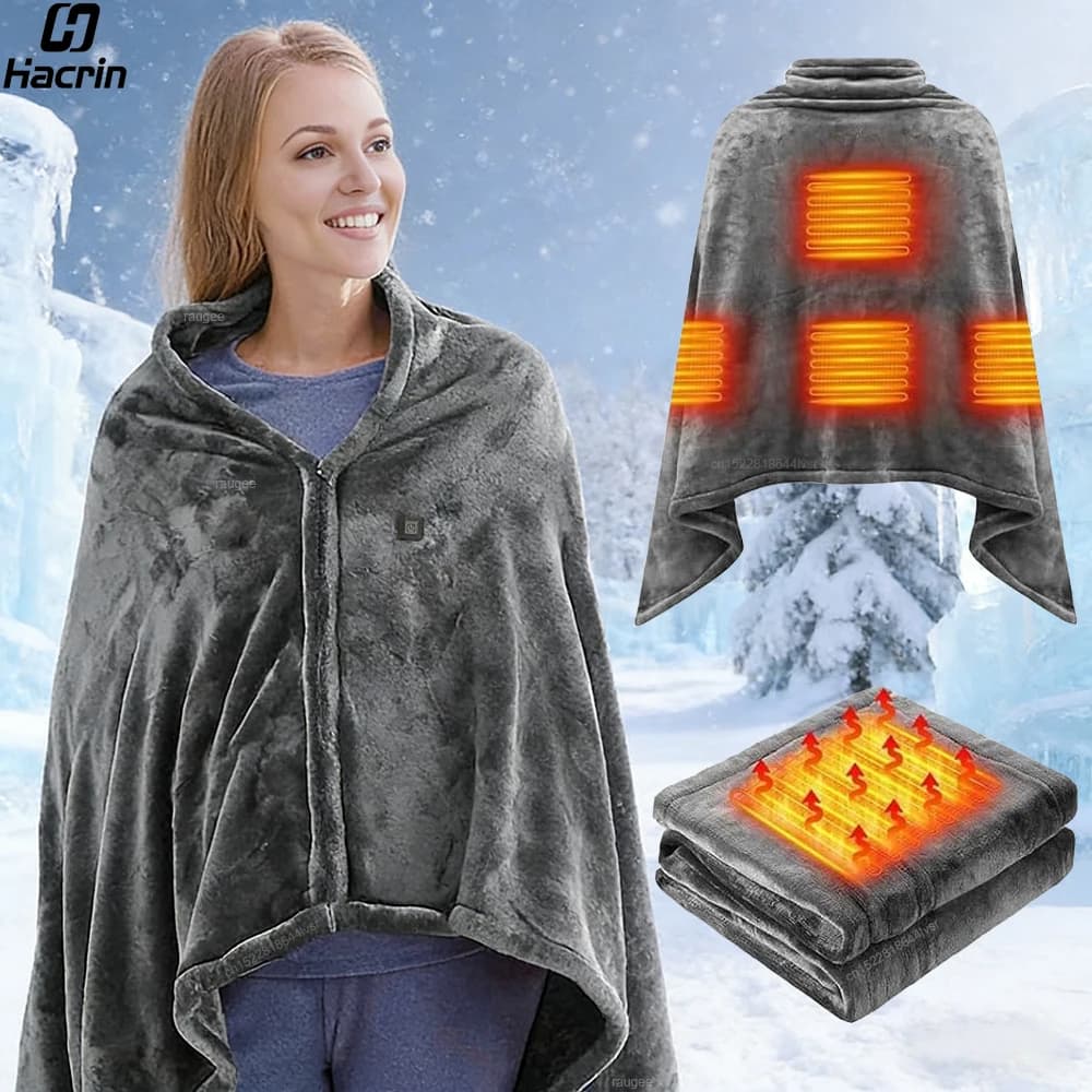 Coperta riscaldata Scialle riscaldante USB Coperta riscaldata elettrica Coperta elettrica USB Coperta riscaldata invernale portatile per la casa
