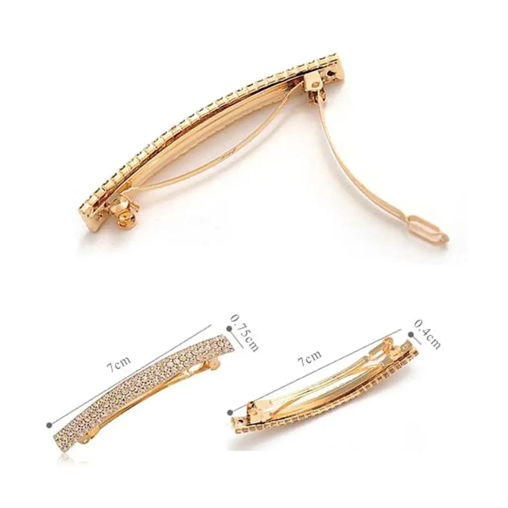 Forcina per capelli con fermaglio per coda di cavallo francese automatico con strass da donna - Oro