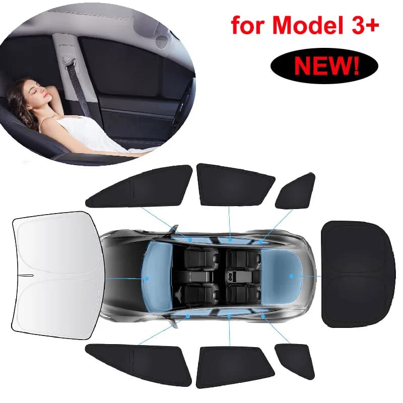 Per Tesla Model 3 Highland 2024 2025 Privacy Finestra laterale Parasole Parabrezza Tetto apribile Parasole Cieco Ombreggiatura per il riposo del campeggio