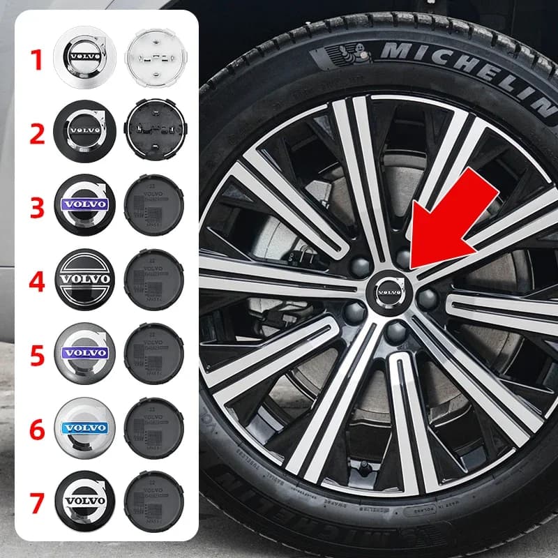 Set da 4 pezzi, coprimozzo da 64 mm con logo VOLVO per cerchi auto Volvo XC60 V70 S60 XC90 S80 V40 XC70 V50, accessori decorativi