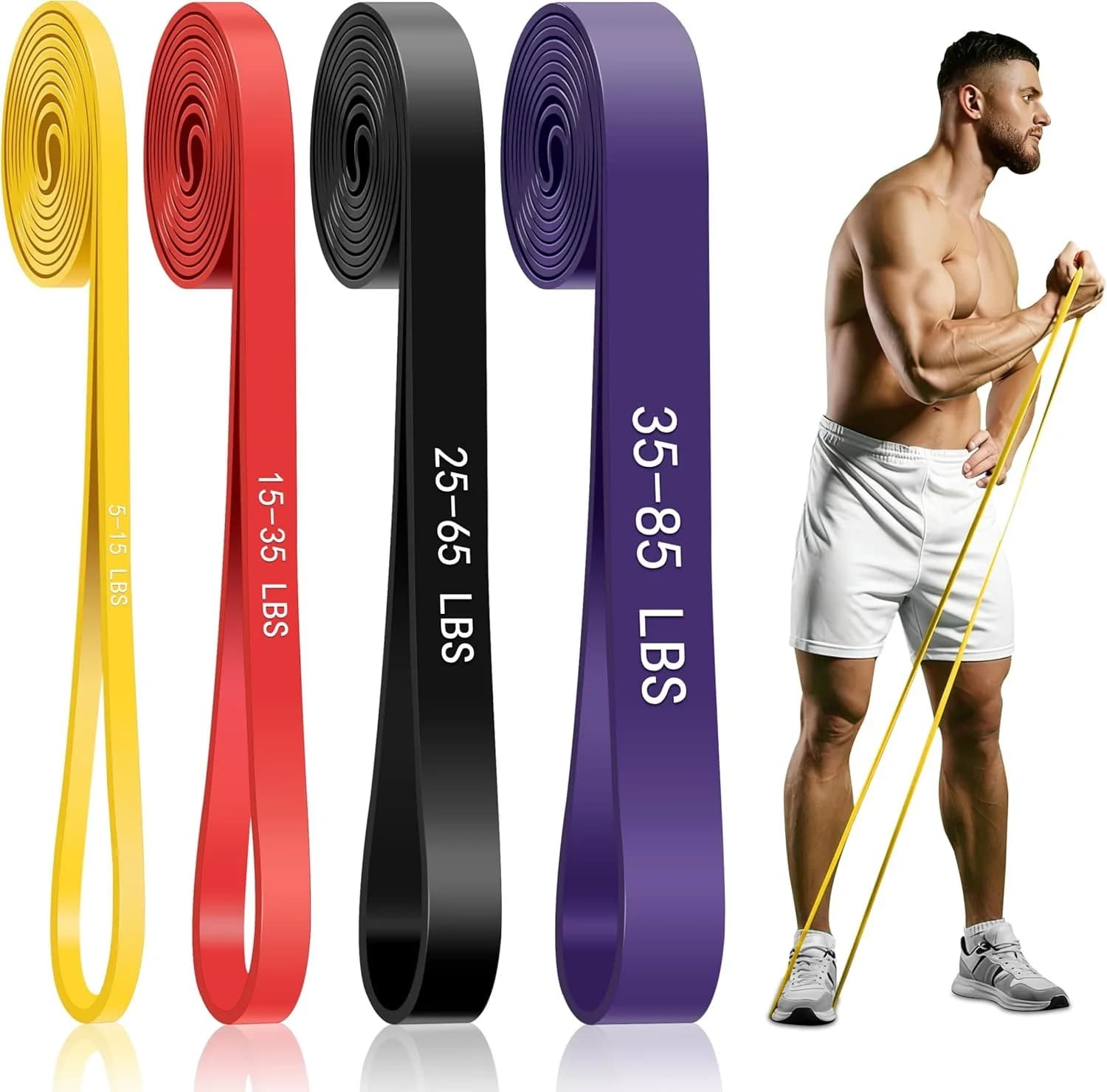 Fasce di Resistenza per Allenamento, Bande di Assistenza per Trazioni a 7 Livelli, Fasce Elastiche per Esercizi per Donne e Uomini, Bande per Stretching