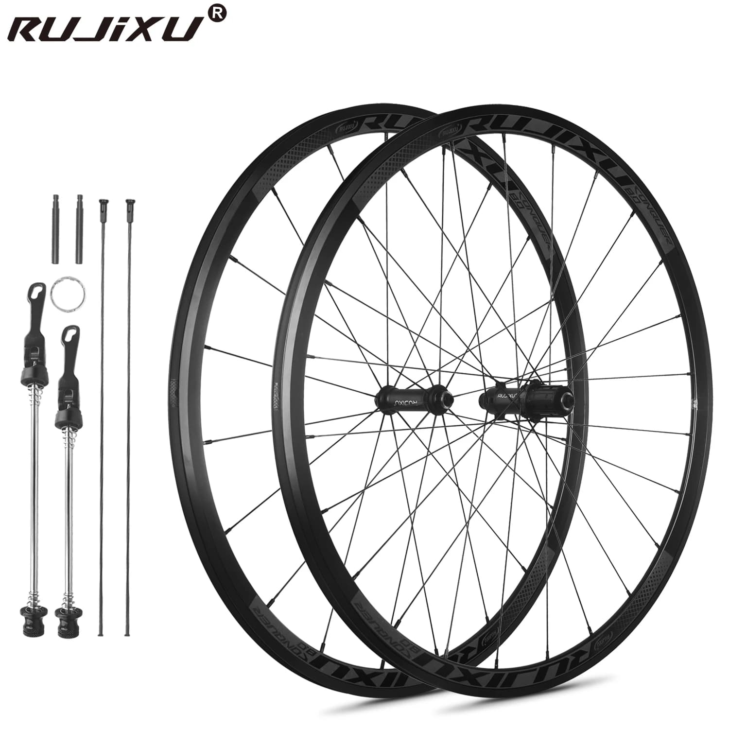 Set di ruote ultraleggere RUJIXU 1380g 700C Set di ruote per bici da strada alte 30/40/50mm Freni V/C con freni a disco Set di ruote in lega di alluminio