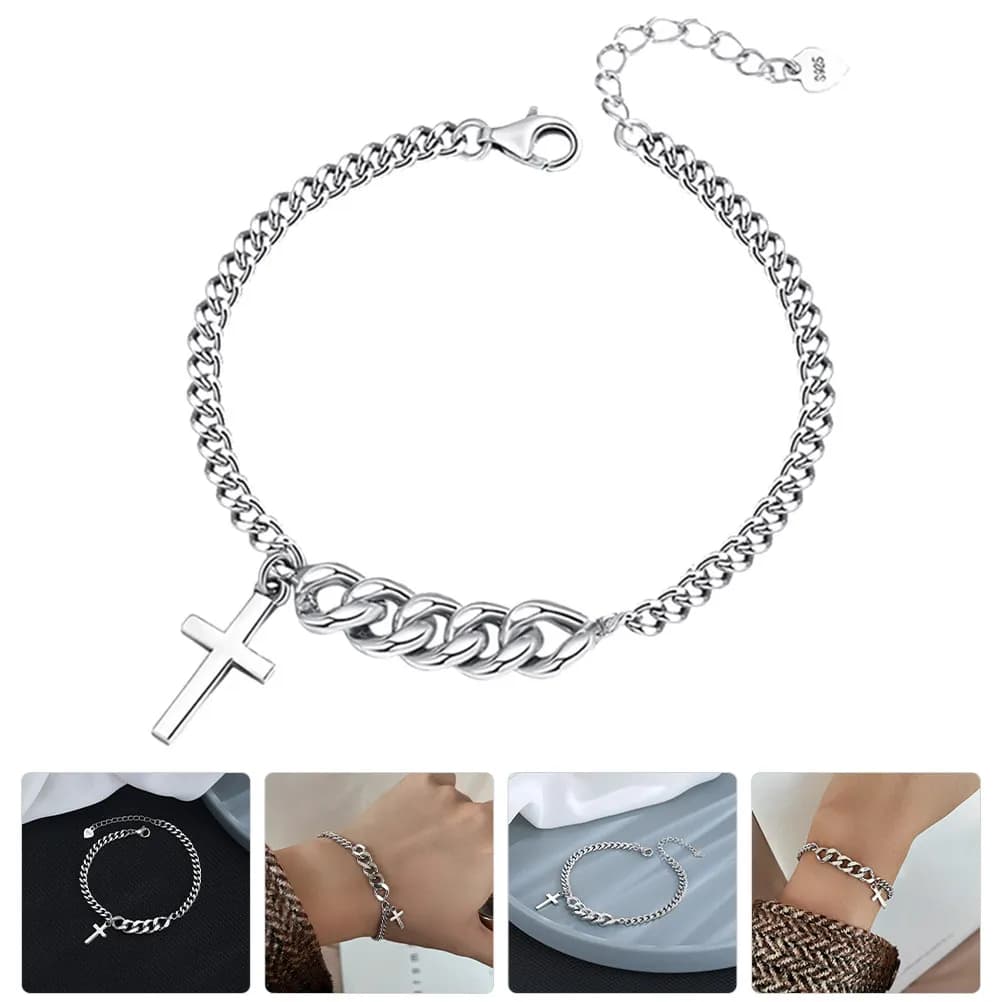 Bracciale a Catena con Croce, Elegante Gioiello da Polso Personalizzato per Donne