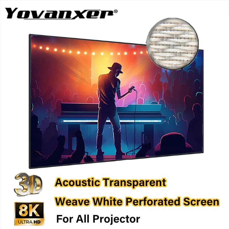 Schermo per proiettore in tessuto acusticoticamente trasparente 16:9/4:3 con alluminio perforato con tessuto acustico sonoro per Home Theater 4K HD
