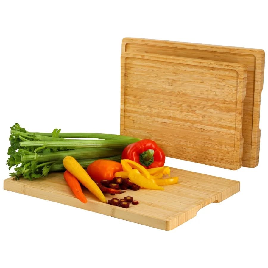 3 Piece Natural Bamboo Cutting Board Set