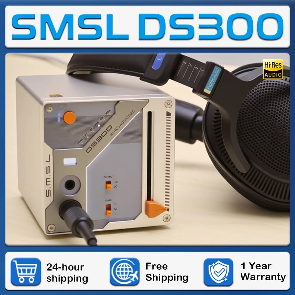 SMSL DS300 Decodificatore audio ES9039Q2M Supporto chip MQA USB Bluetooth5.1 Coassiale ottico Uscita 4,4 mm 6,35 mm Amplificatore per cuffie