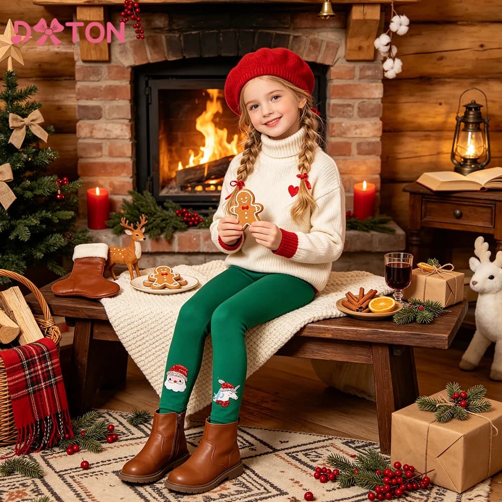 DXTON Girl Pants Soft Elastic Cotton Kids Leggings Girls Pencil Pants Applique Children Trousers Solid Casual Toddler Clothing