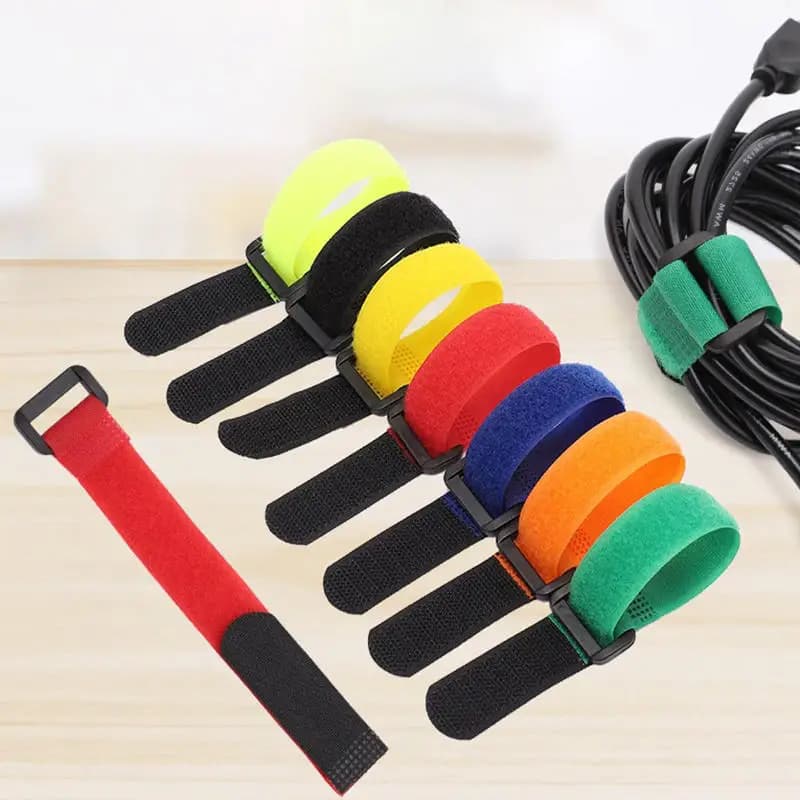 5/10 Pezzi Fascette Riutilizzabili in Nylon con Gancio e Anello, Nastro Adesivo per Cavi, Organizzatore per Gestione Cavi