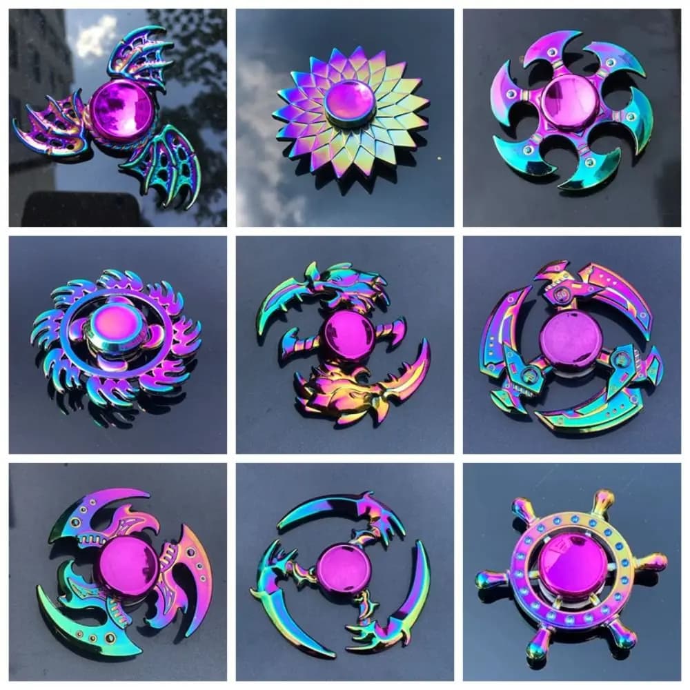 Metallo Arcobaleno Dito Spinner EDC Mano Spinner Anti- Ansia Giocattolo per Spinner Messa a fuoco Anti Pressione ADHD Dito Spinner Giocattoli per bambini