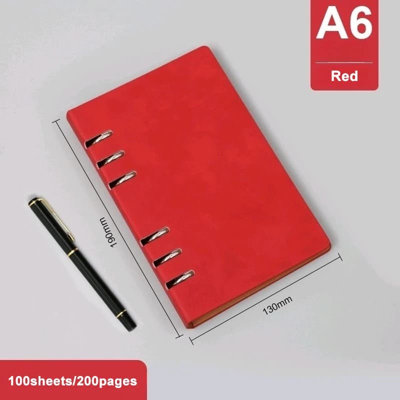 Makeasy A6 Ricaricabile Notebook Planner Raccoglitore Blocco note A6 Jornal Organizzatore in pelle Planner Raccoglitore Pad 100 fogli/200 pagine (1 PC)