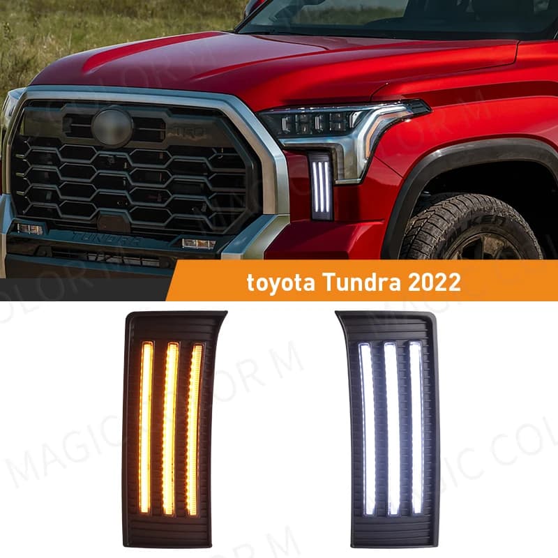 Luci di marcia diurna LED DRL per Toyota Tundra 2022 2023 Daylights bianchi indicatore di direzione giallo accessori per auto impermeabili
