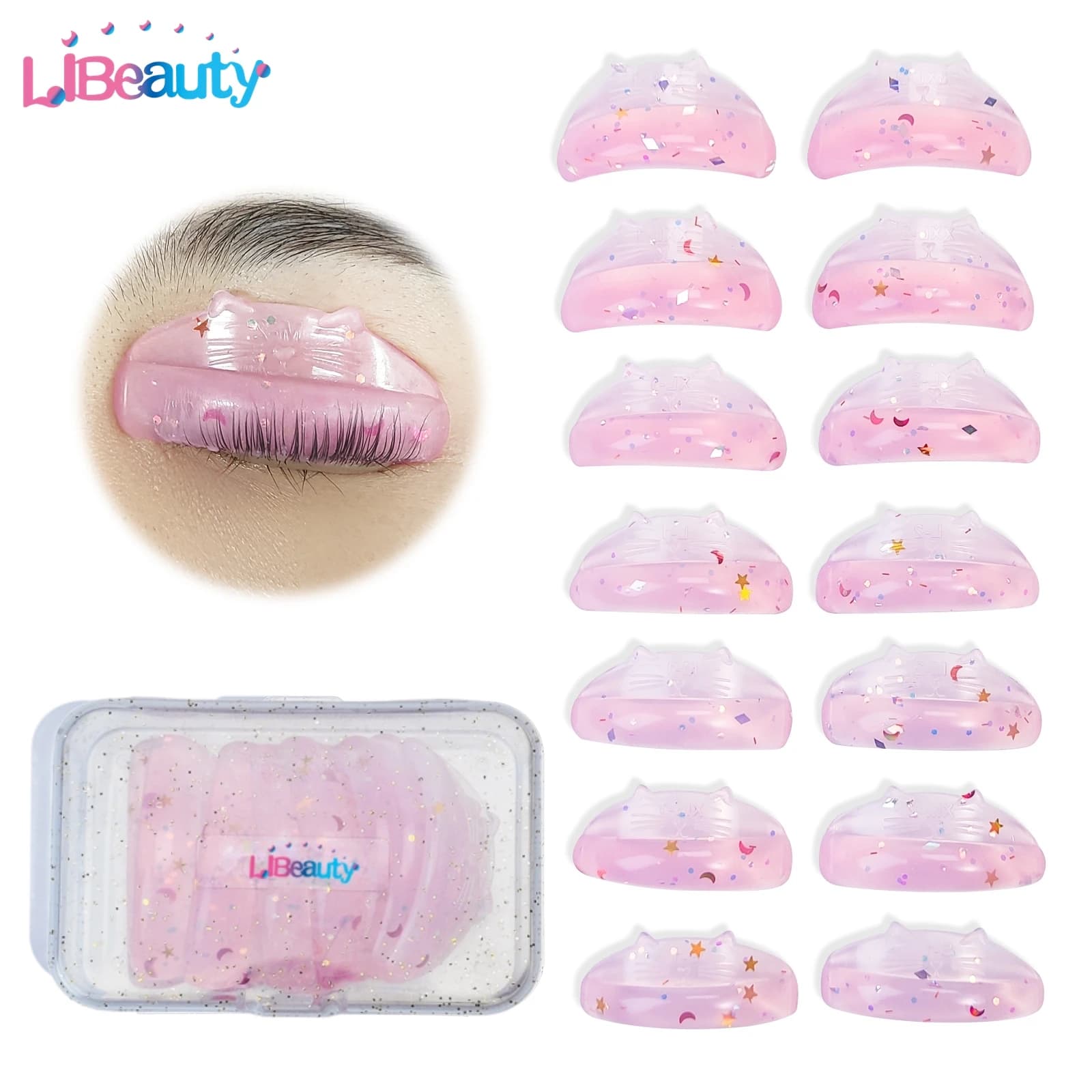 Libeauty 7 paia NUOVO Silicone Ciglia di Gatto Perm Rod Sticky Lash Lift Pad Ciglia 3D Perming L Bigodino Accessori Strumenti di Trucco