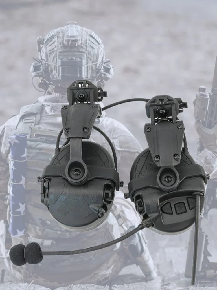 TAC-303 Cuffie tattiche in silicone con adattatore per binario ARC Protezione per l'orecchio e l'udito Walkie-talkie e casco compatibili