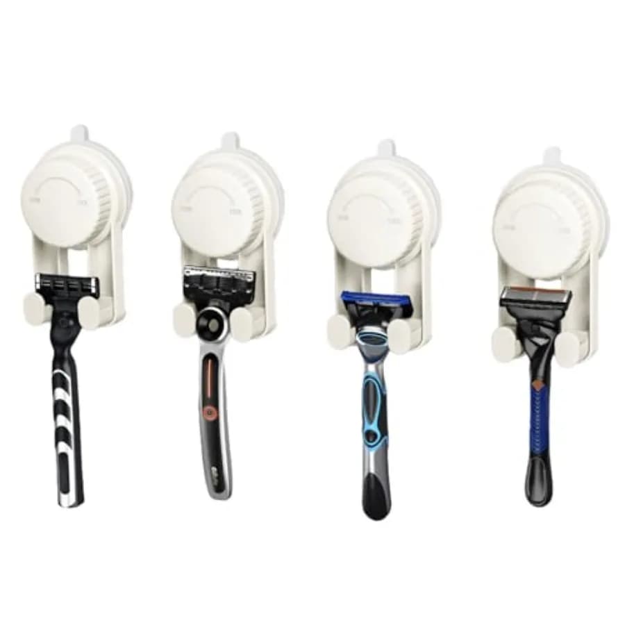 NoDrill Porta rasoio a ventosa in SrWaterproof Porta rasoio autoadesivo Gancio Ganci Asciugamano Loofah Rasoio Organizzatore per bagno