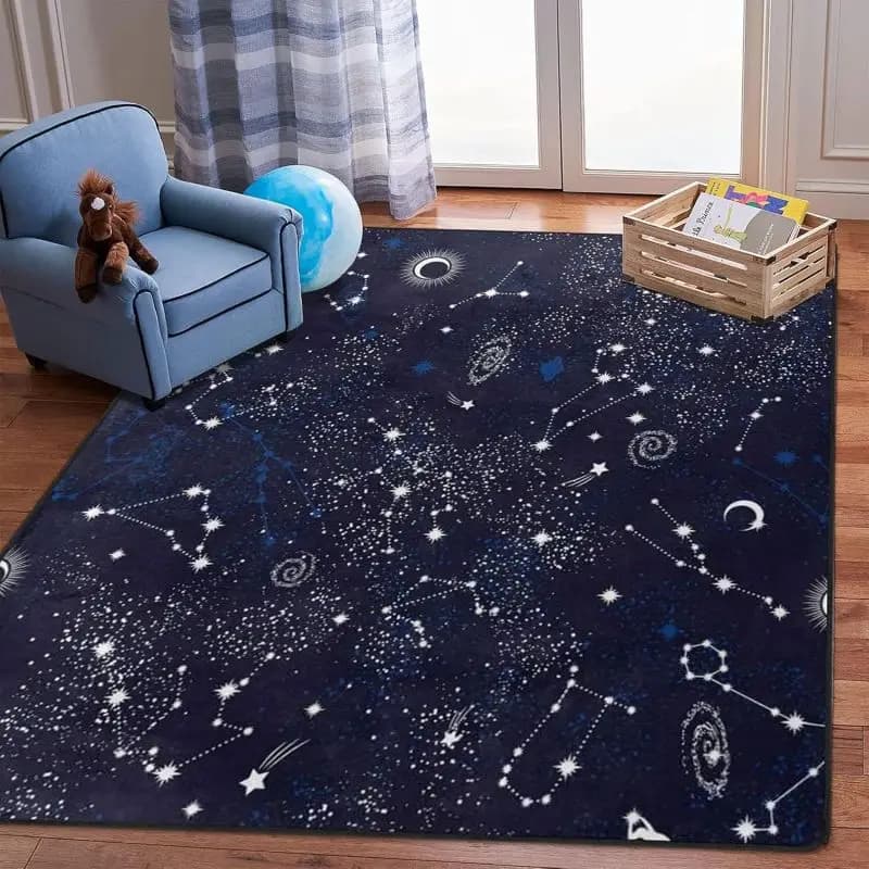 Star Sky Print Area rugs Space Galaxy flannel carpet non-slip washable mat for home decoration living room bedroom furniture
