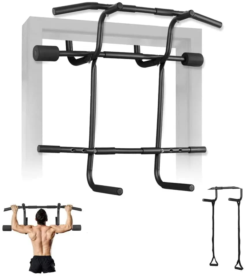 Barra per trazioni multi-gym per porta Dips Bar Fitness per barra di allenamento per la forza domestica e cinghie di sospensione Sistema da palestra Esercizio per il traino