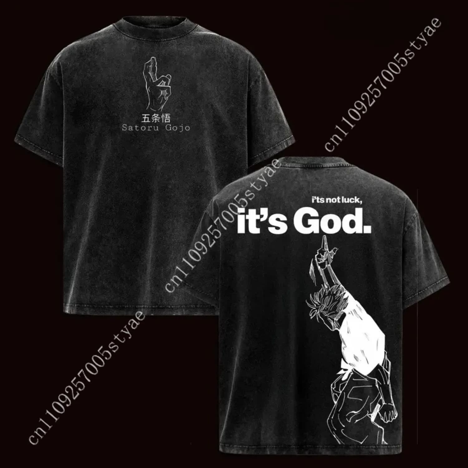 Anime Gojo Satoru Graphic Tee Men's Clothing Short Sleeve Washed Cotton Tshirt Casual T-shirt 2026 Summer T Shirt