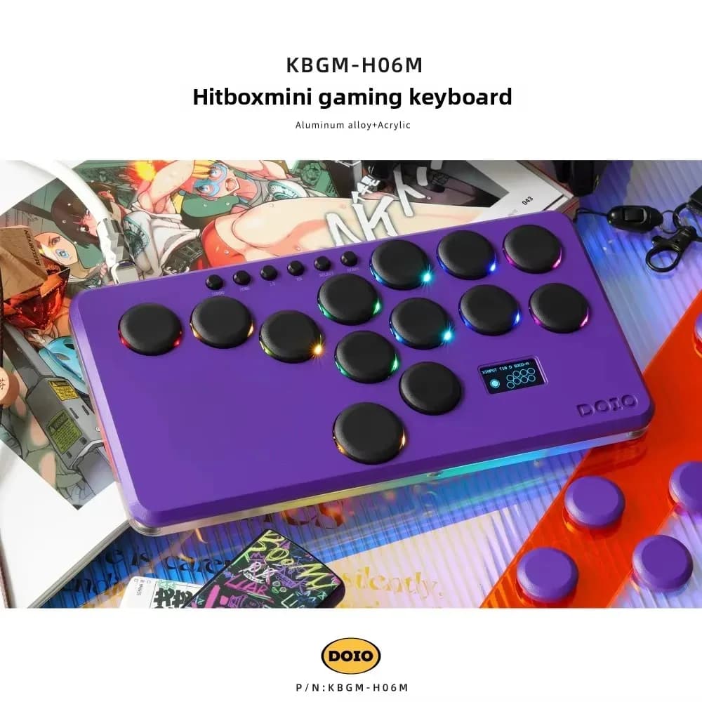 DOIO KBGM-H06M HITBOX mini tastiera da gioco portatile in lega di alluminio joystick arcade combattimento supporto interruttore PC PS4 PS5 steam RGB
