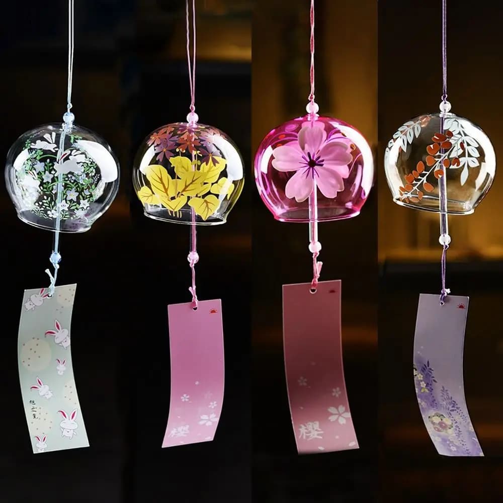 Handmade Handmade Glass Wind Chime Glass Painting Pendant Design Wind Bell Music Bell Sound Kawaii Style