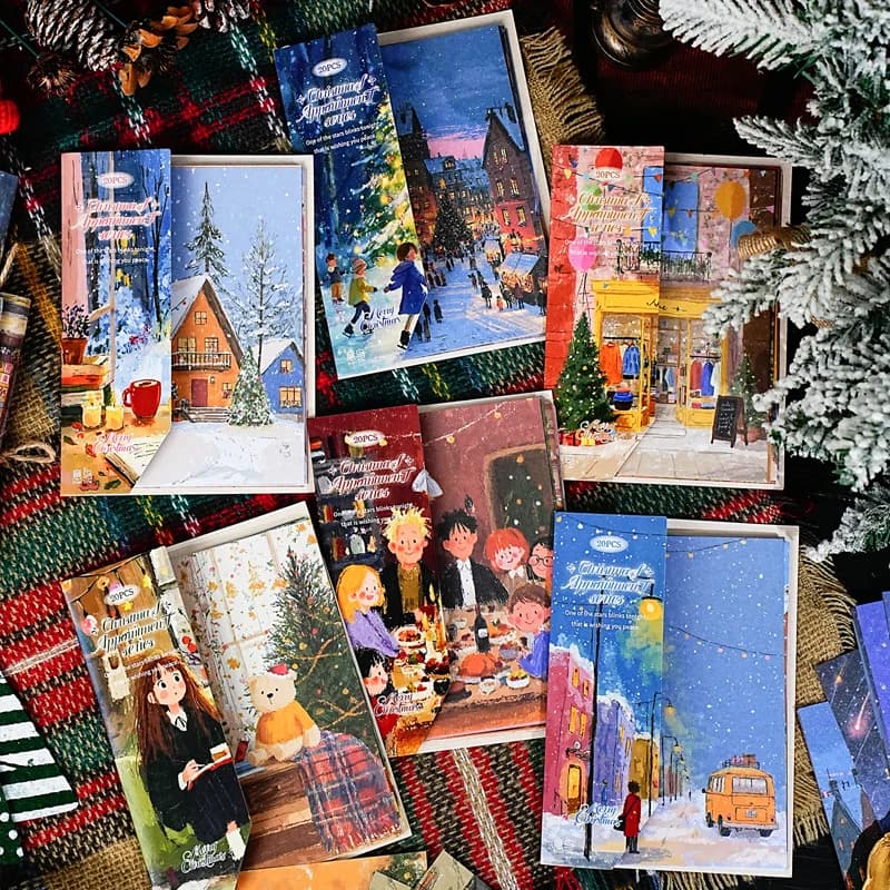 20 sheet Christmas theme Scrapbook Vintage Materials Paper Combo Kit DIY Junk Journal Collage Photo Album Retro Background paper