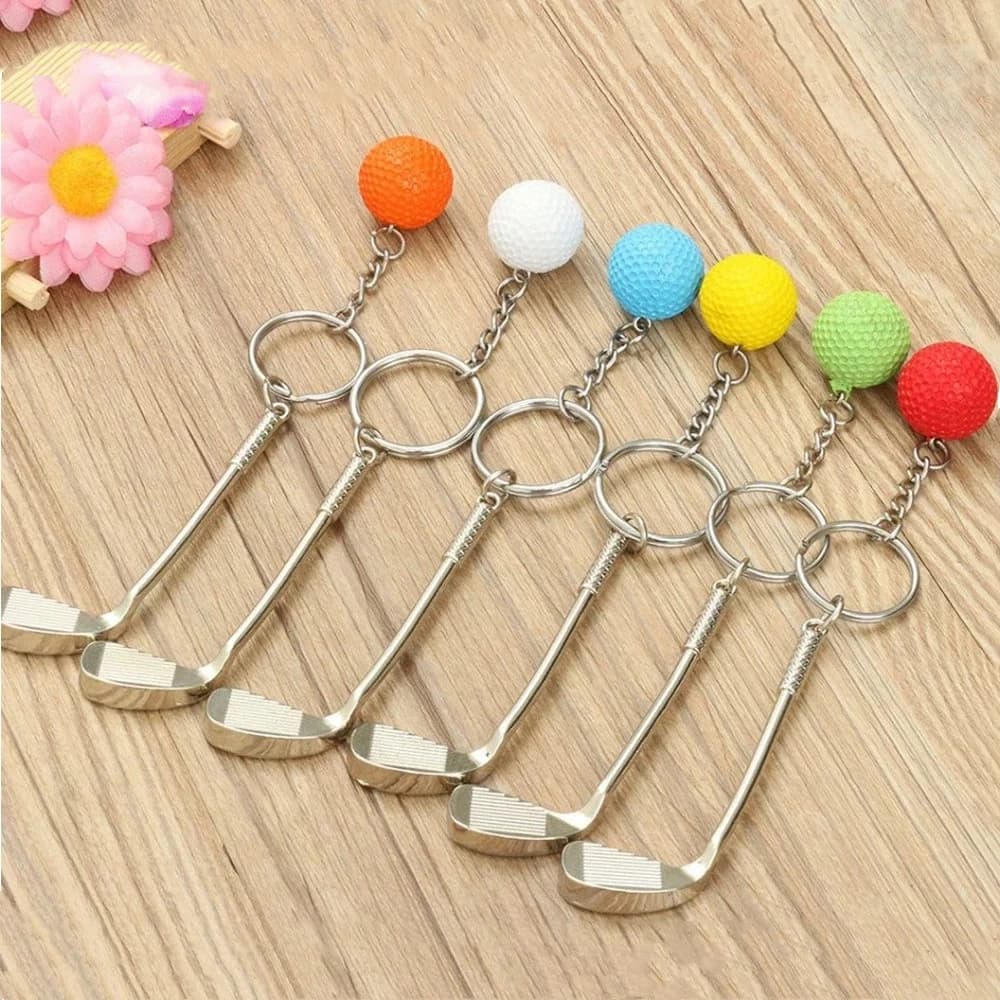 Portachiavi da donna e ragazza, ciondolo a forma di palla da golf, mini racchetta da golf, souvenir, regalo, in metallo