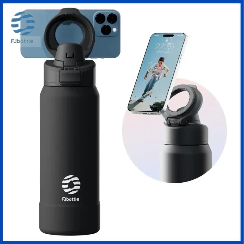 FJbottle 710/950ML Borraccia sportiva in acciaio inossidabile con supporto magnetico per telefono Copertura rimbalzante Tazza isolante Thermos magnetico