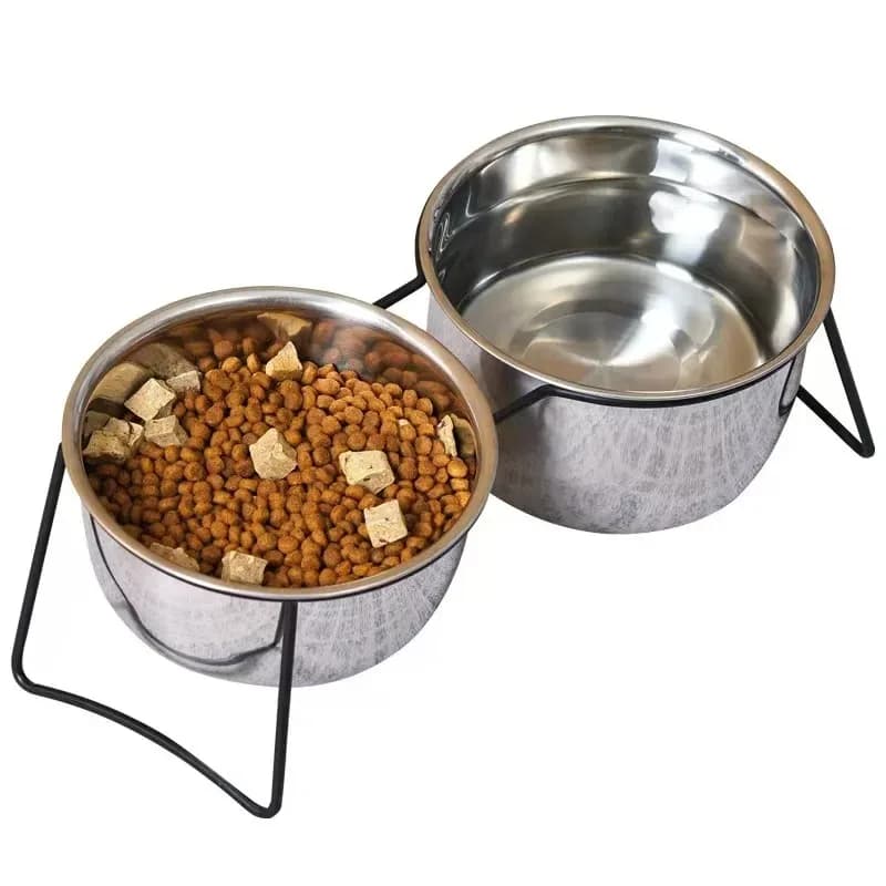 per cani da interno Ciotole per gatti rialzate, ciotola per cani, set di ciotole per cibo per gatti rialzate in acciaio inossidabile con ciotole per animali domestici con supporto