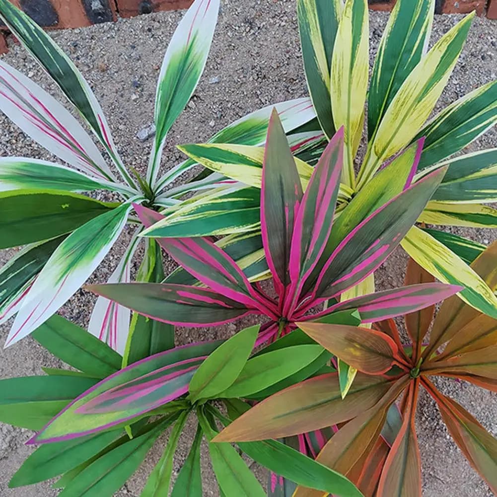 Large Artificial Flowers Outdoor Large Realistic Artificial Fern Plants Vibrant Dragon's Blood Tree with Pink Purple Leaves Uv
