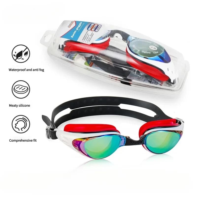Professional swimwear with big HD frame plated anti-fogging professional silicone waterproof