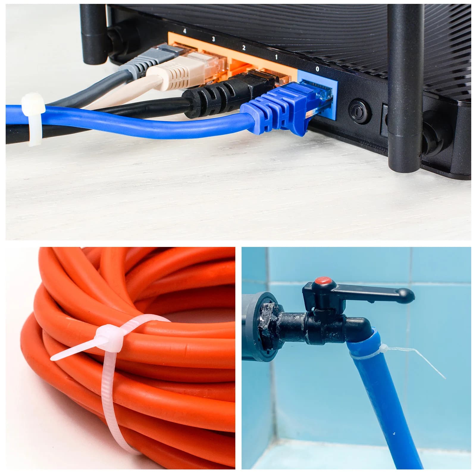 200/250/400Pcs Nylon Cable Zip Ties Self-Locking Cord Tie Straps Fastening Loop 8mm 53 Lbs Cable Tie Wraps for Cord Management
