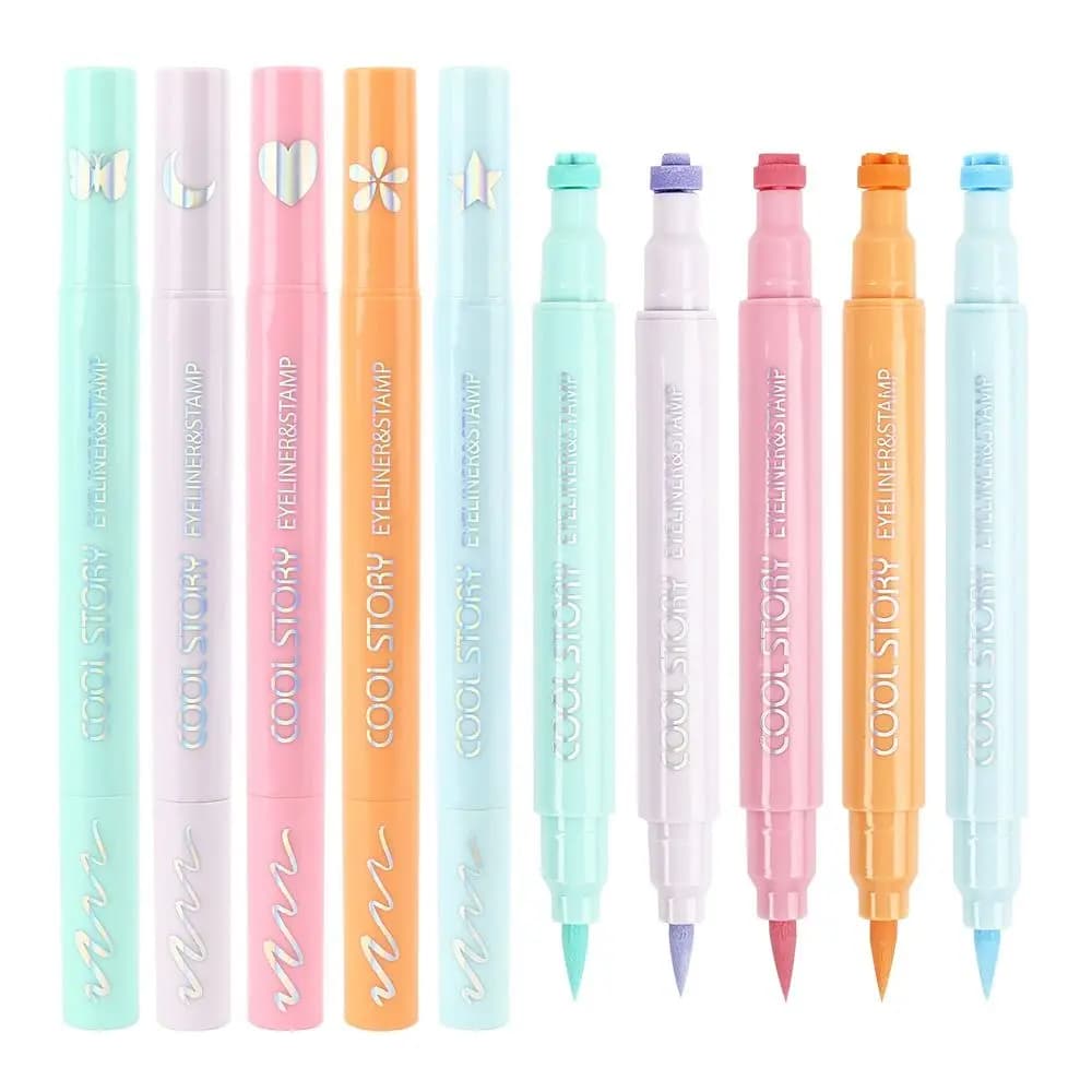 Eyeliner colorato a doppia punta resistente all'acqua, a lunga durata, facile da pulire, multifunzionale