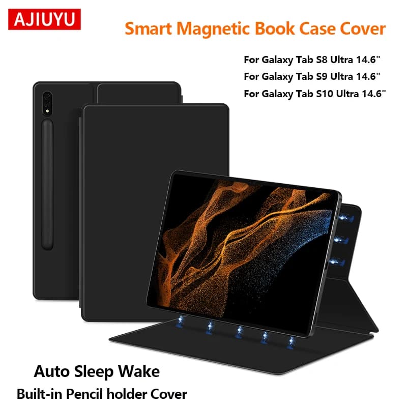Smart Book Cover per Samsung Galaxy Tab S8 Ultra 14.6 "Custodia magnetica per Tab S9 Ultra S10 Ultra 14.6 pollici Cover portapenne
