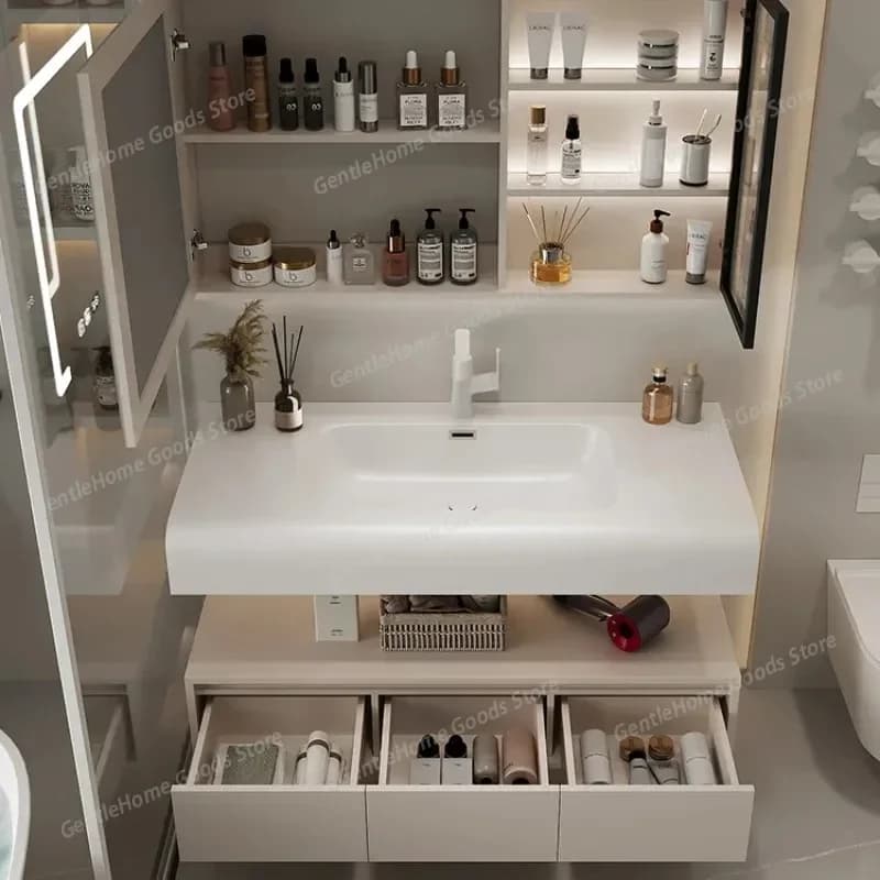 Mobile Bagno Moderno Salvaspazio con Lavabo e Vano Porta Gioielli, Mobiletto Stretto per Trucchi, Replica Creativa Szafka, Arredamento di Tendenza
