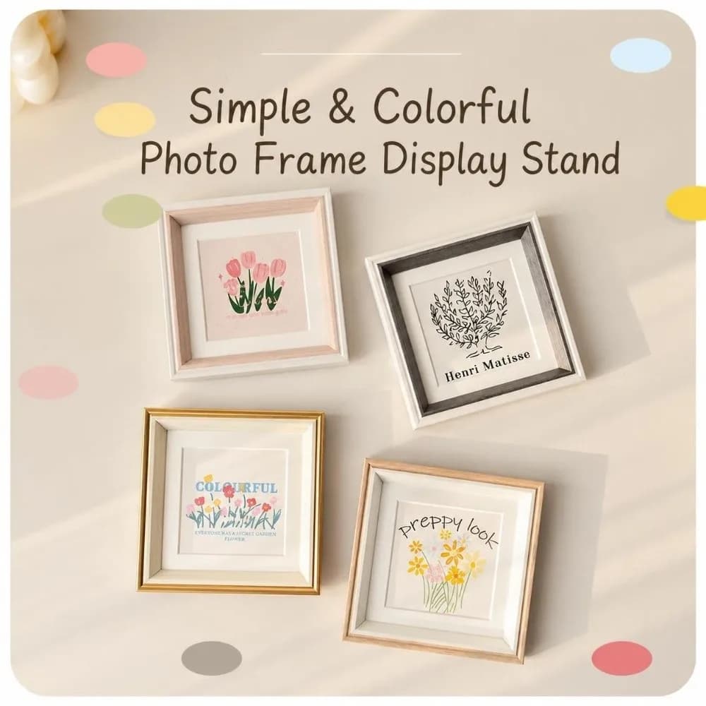 Cute 10x10cm Photo Frame Square Resin Desktop Picture Frame Art Frames Photo Showcase