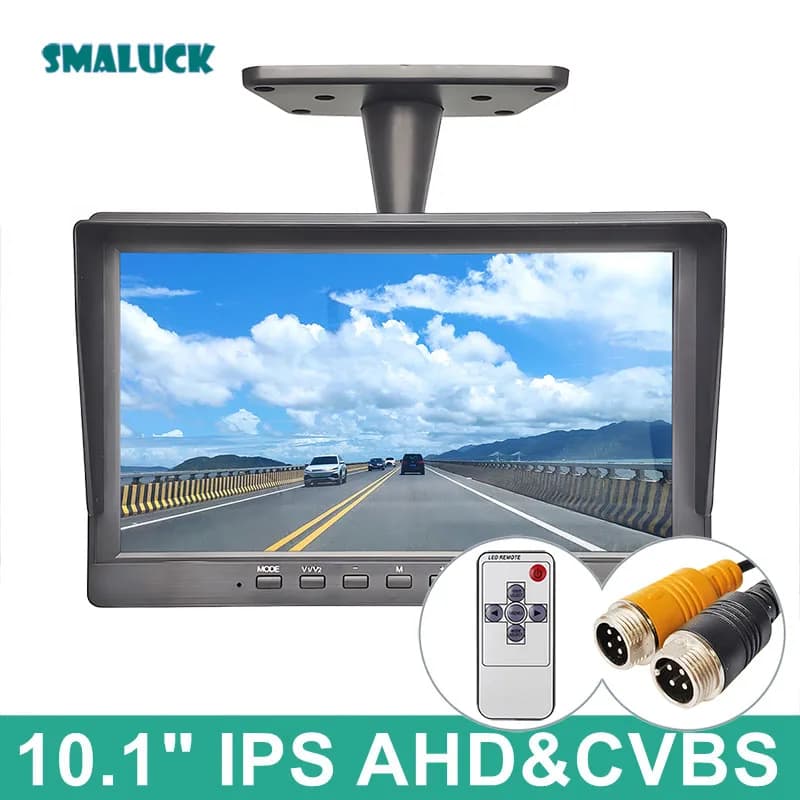 10.1 SMALUCK LCD HD IPS Monitor for Auto Retrovision, Supports CVBS 1080P AHD Cameras with 4PIN Video Input