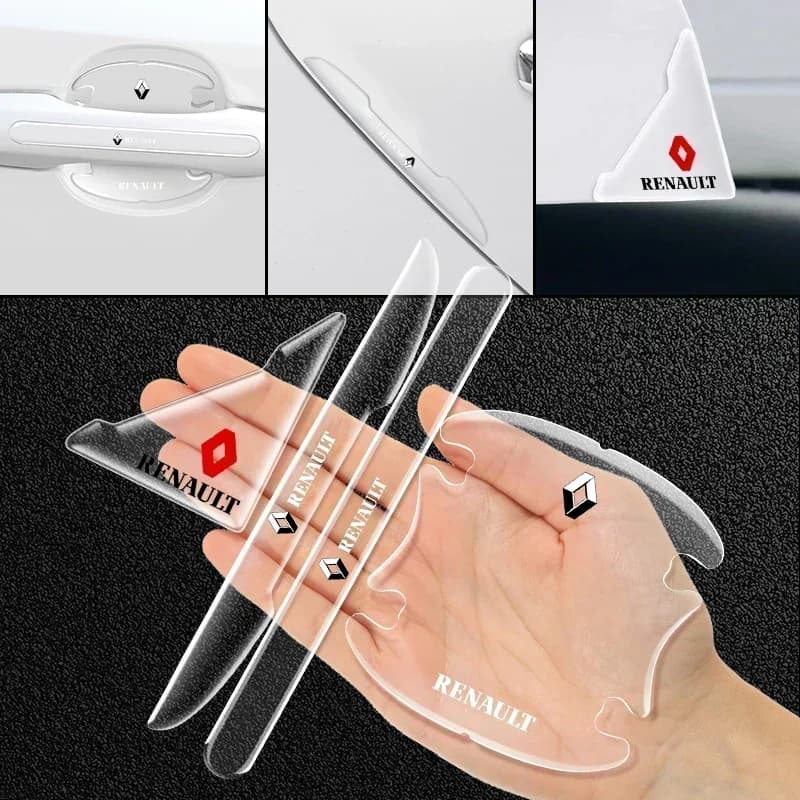 4 Pezzi Protezione Trasparente Anti-collisione per Maniglie Portiera Auto per Renault Clio Laguna 2 Megane 2 3 Duster Logan Captur Emblemi