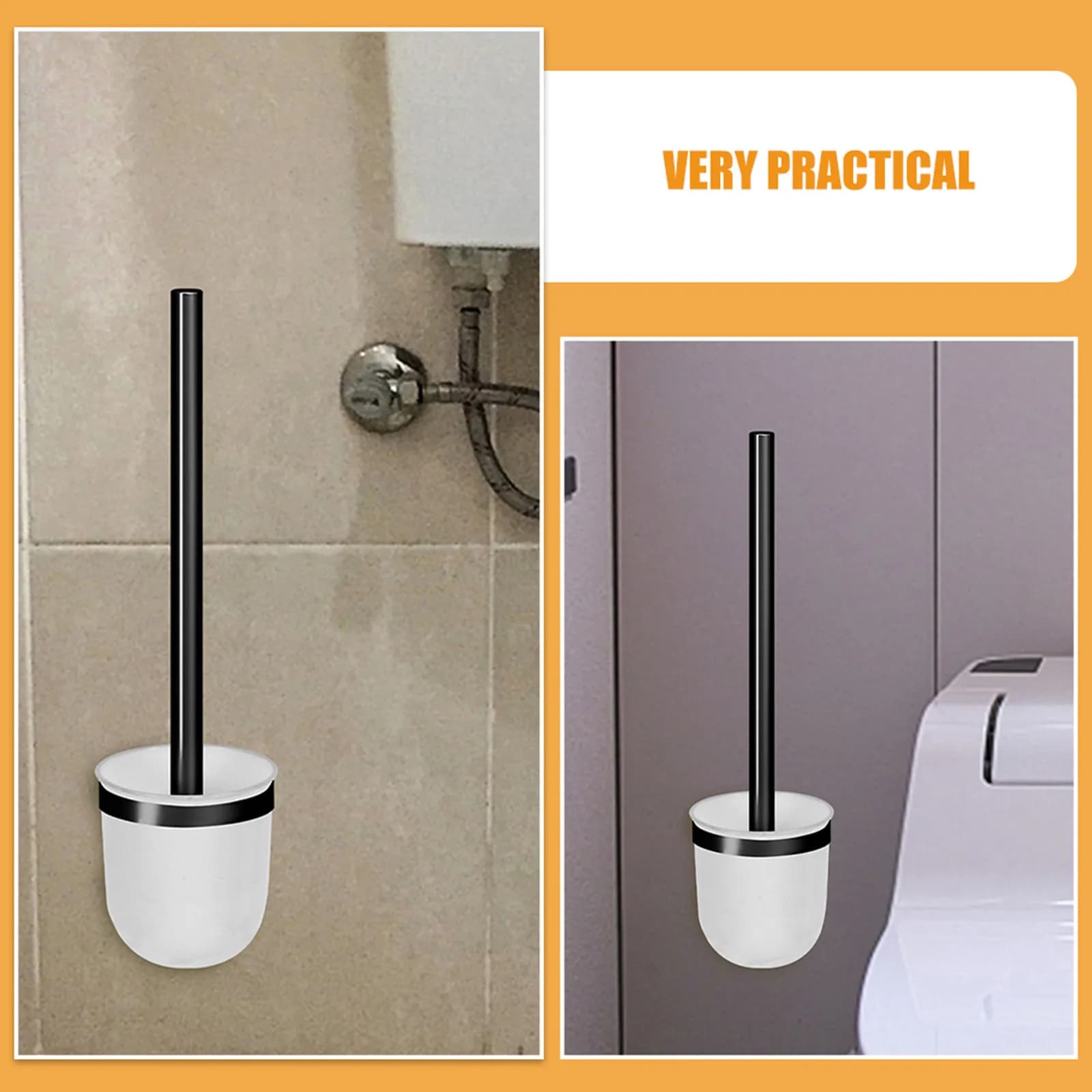 Set di 2 Porta Spazzole WC in Plastica, Organizzatore per Bagno, Accessorio per Pulizia Domestica