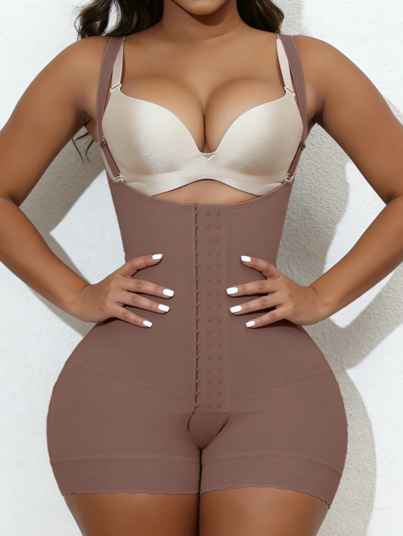 1 Pezzo Shapewear Colombiano, Tuta Modellante da Donna, Shapewear Contenitivo Pancia, Modellatore Corpo Intero con Ganci a 4 File, Pantaloncini a Compressione Elevata