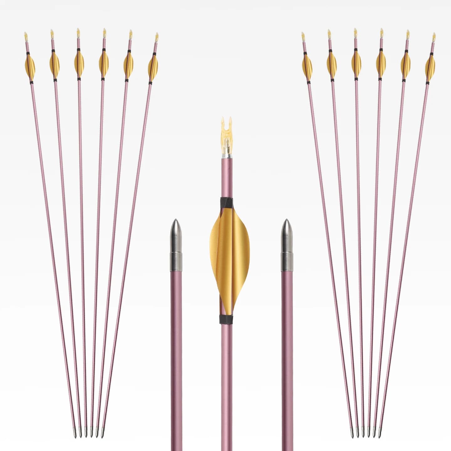 6/12 Pezzi Aste di Freccia in Carbonio Rosa da Donna, Diametro Interno 4.2mm, Pre-assemblate per Tiro con l'Arco, Caccia, Spine 500 600 700 800 900 1000