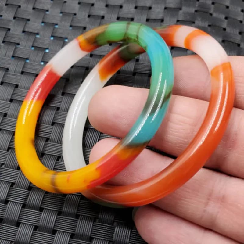 Gioielli Bracciale Hetian con barra tonda Bracciale con barra tonda colorata Bracciale da donna