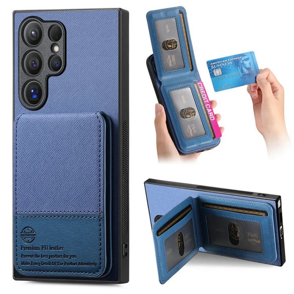 Custodia a Portafoglio in Pelle RFID 5G per Samsung Galaxy S25 Ultra, S24, S23, S22, S21, S25 Edge, S24 FE, S23, S22, S21, S25 Plus - Cover Posteriore