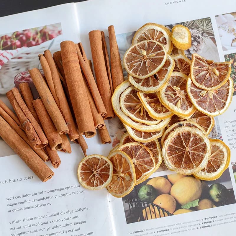 1 scatola di fette di limone essiccate e cannella candela fai da te incenso materiale fatto a mano regalo di compleanno creativo decorazione decorazioni per la casa