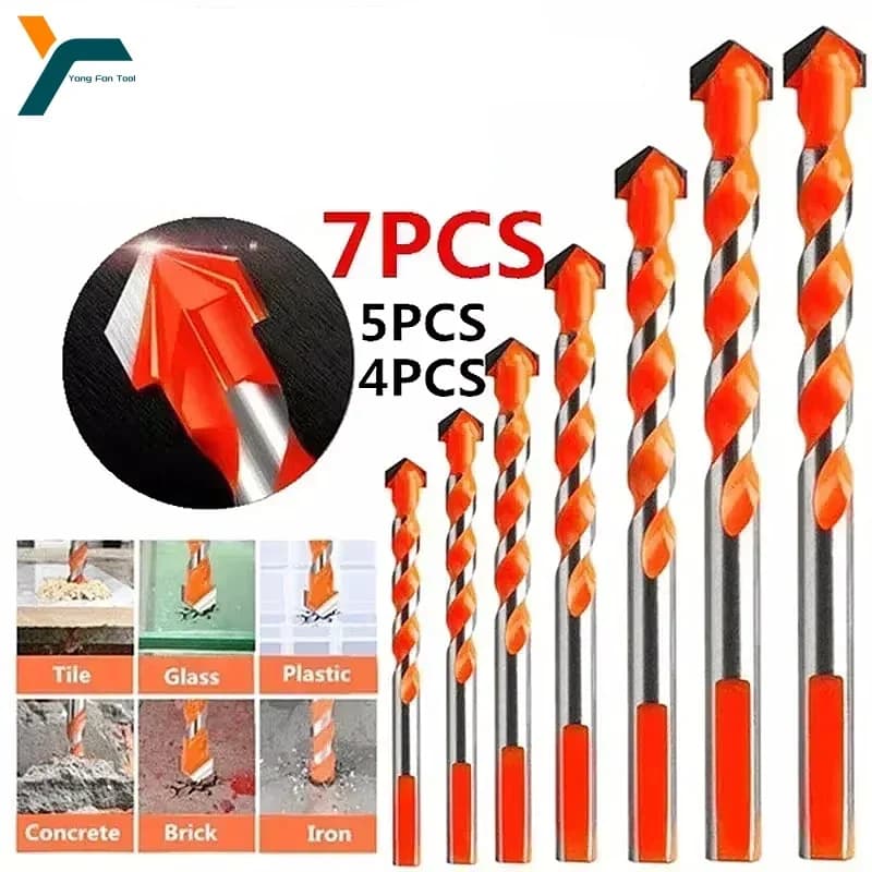 Set di punte da trapano multifunzionali da 4/5/7 pezzi, punte da trapano per piastrelle in ceramica, perforatore per marmo, punta da trapano per vetro, punta da trapano per lavorazione del legno